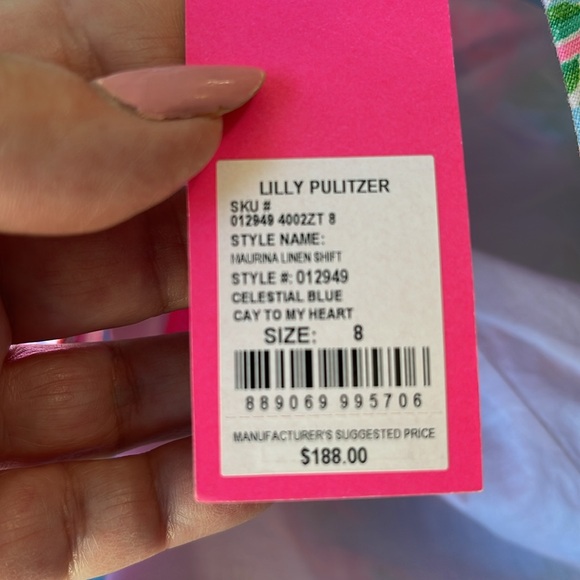 Lilly Pulitzer,’ Celestial blue cay to my heart’, MAURINA linen shift dress - Picture 12 of 12
